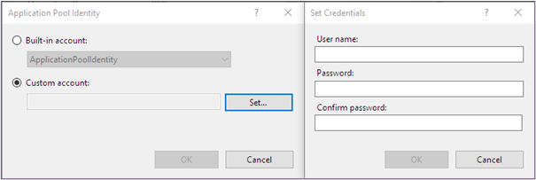 Custom Account Option in the Advanced Settings Dialog Box. 